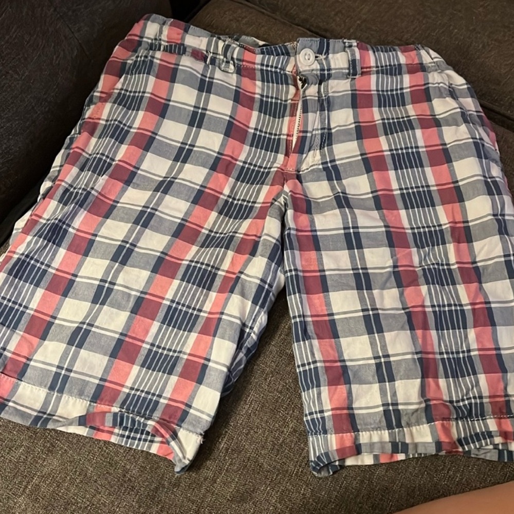 Plaid Boy’s Shorts - Red, Blue, White